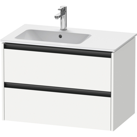 Duravit Ketho.2 Wastafelonderbouwkast - met 2 laden - voor waskom links - 81x48x54.9cm - met grepen antraciet - wit mat SW772902