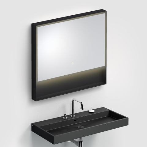 Clou Look at Me miroir – rectangle – 90 x 80 cm – LED indirecte tout autour – Noir mat SW417064