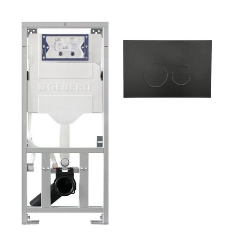 Geberit Bâti-support encastrable - UP320 - plaque de commande QeramiQ metal - DualFlush - boutons ronds - Noir mat SW976089