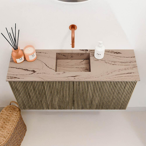 Mondiaz JOYA-DLUX Meuble de toilette 80cm - couleur Dusk - Vasque FAYE position Milieu Sans trou de robinet couleur Arena SW1426269