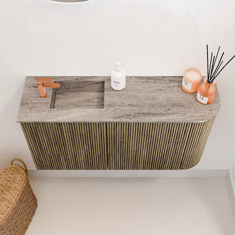 Mondiaz JOYA-DLUX 81.6cm toiletmeubel - ronding rechts kleur Dusk - Wastafel FAYE positie Links 1 kraangat kleur Oza. SW1426002