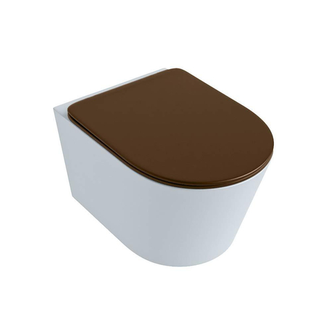 Mondiaz LAVIE hangtoilet – spoelrandloos – 36 x 53 cm – met softclose zitting – Clay (lichtblauw/grijs), zitting Rust (bruin) SW1208697