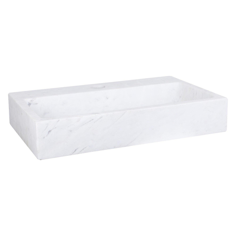 Differnz Flat pack lave-mains – 38 x 24 x 8 cm – marbre blanc – robinet droit chromé mat SW373136