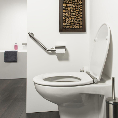 Tiger Boston Comfort en Safety Wandbeugel met toiletrolhouder RVS geborsteld Links 40.4x24.1x8cm SHOWROOMMODEL SHOW24261