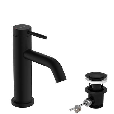 Hansgrohe Tecturis s Eengreeps wastafelkraan - 80 - coolstart - met PopUp - trekwaste - mat zwart SW918573