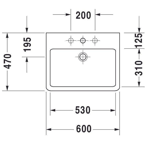 Duravit Vero Wastafel - met kraangat - met overloop - 60x47cm - wit 0308382