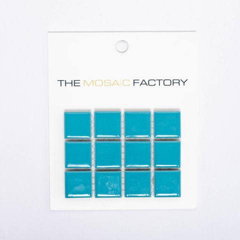 ÉCHANTILLON The Mosaic Factory Barcelona carreau mosaïque 2,3x2,3x0,6cm carré émaillé porcelaine revêtement mural pour intérieur et extérieur résistant au gel brillant bleu SW862006
