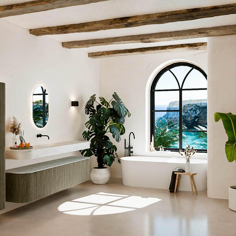 MONDIAZ THOR-DLUX 200cm meuble de salle de bains arrondi gauche + droite couleur Shadow avec 2 tiroirs et 2 portes. Vasque suspendue CLOUD Milieu sans trou de robinet couleur Opalo. SW1467043