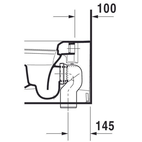Duravit Starck Me closetpot diepspoel staand back to wall 37x60cm incl. bevestiging afvoer horizontaal mat wit SW358219