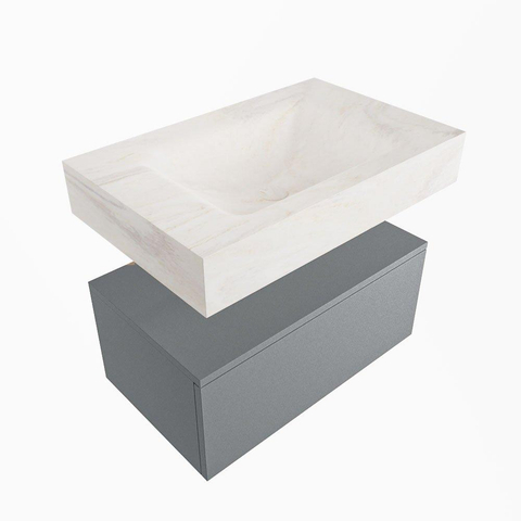 Mondiaz ALAN-DLUX Ensemble de meuble - 70cm - meuble - Plata mat - 1 tiroir - Lavabo Cloud Ostra suspendu - vasque Centre - 1 trou de robinet - Beige SW807761