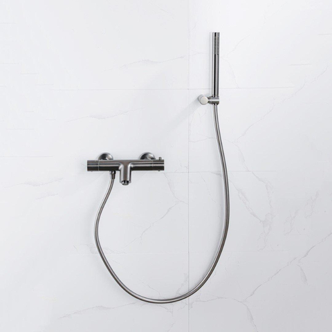 Fortifura Calvi doucheslang glad - 150cm - geborsteld gunmetal (antraciet) SW767380