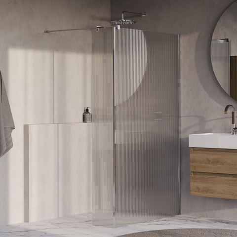 BRAUER Oblivion Paroi de douche à l'italienne - 120x200cm - paroi latérale 30cm - verre nervuré transparent - traitement anticalcaire - chrome brillant SW1476047