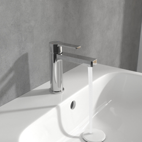 Villeroy & Boch Architectura 1 greeps wastafelkraan - zonder pop up afvoergarnituur - hoogglans chroom SW975128