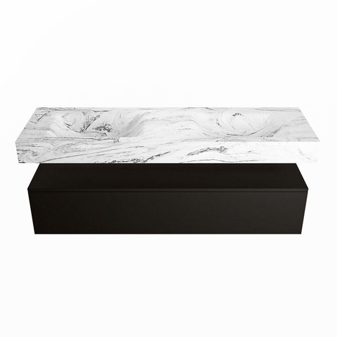 Mondiaz ALAN-DLUX Ensemble de meuble - 150cm - meuble Urban mat - 1 tiroir - Lavabo Cloud Glace suspendu - vasque Gauche et droite - 0 trous de robinet SW805280