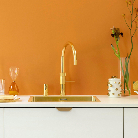 Quooker BE Fusion Round kokendwaterkraan - draaibare uitloop - PRO3 reservoir - Warm / kokend water - Verguld glans SW795617