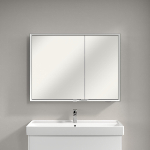 Villeroy & Boch My View Now My view spiegelkast - 100x75cm - 2 deuren - 3 contactdoos LED - zilver SW641573