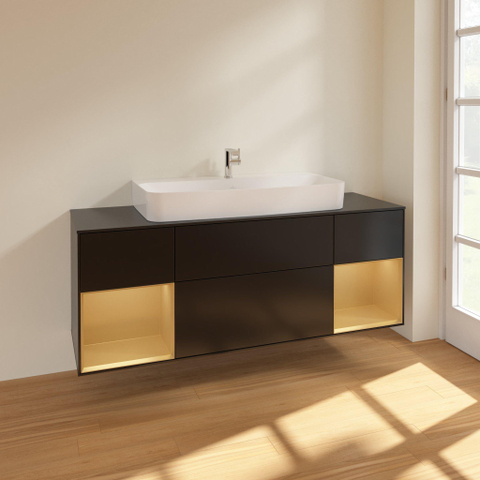 Villeroy & Boch finion wastafelonderkast - 160x60.3cm - 4 lades - mat zwart SW479558