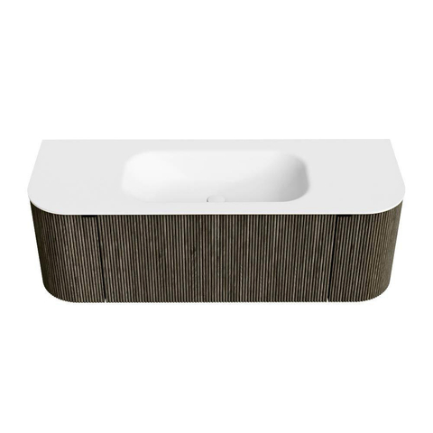 Mondiaz KURVE Ensemble de meuble de salle de bains - 130x46x40cm - 1 tiroir - 2 portes - lavabo solid surface - central - 1 trou de robinet - Shadow SW1414218