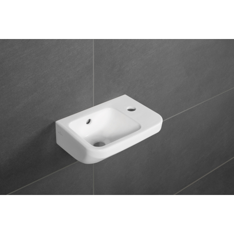 Villeroy & Boch Architectura fontein - 36x26cm - 1 kraangat rechts - met overloop CeramicPlus - White Alpine (glans wit) SW68794