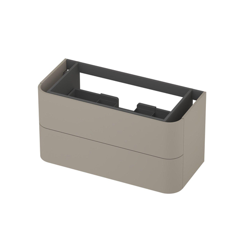 INK Concept R Wastafelonderkast - 100x45x52cm - 2 lades - opliggende grepen - afgeronde hoeken - MDF lak - mat creme cotton SW1405575