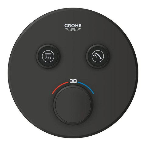 GROHE Grohtherm SmartControl afbouwdeel - rond - thermostatisch - 2 functies - mat zwart SW1475080