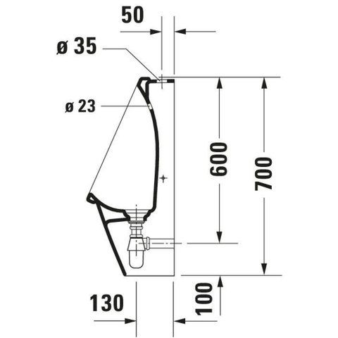 Duravit Starck 3 Urinoir - met sproeikop - met boveninlaat - met sifon - met bevestiging - rimless - wit 0290479