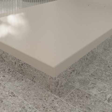 Villeroy & Boch Ecora douchebak - 160x90x4.5cm - afvoer korte zijde - almond (beige) SW1558919