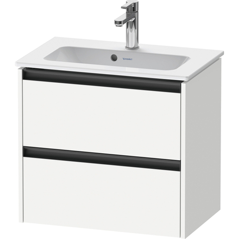 Duravit Ketho.2 Wastafelonderbouwkast - met 2 laden - 61x39x54.9cm - met grepen antraciet - wit mat SW772897