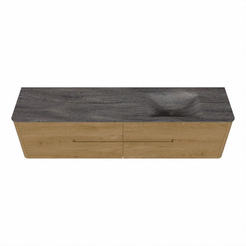 Mondiaz CIRO-DLUX Badkamermeubelset - 190x45x50cm - Solid surface wastafel Oza - 1 wasbak Rechts - 1 kraangat - 4 lades - Oak SW1531152