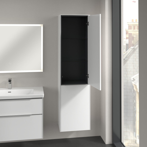 Villeroy & Boch Subway 3.0 Armoire colonne - 45x35x170cm - 1 porte pivotante à fermeture douce - poignée en aluminium brillant - panneau de particules - blanc brillant SW706811