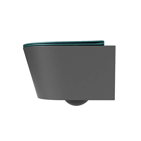 Mondiaz LAVIE hangtoilet – spoelrandloos – 36 x 53 cm – met softclose zitting – Dark grey (grijs), zitting Smag (groen) SW1208712