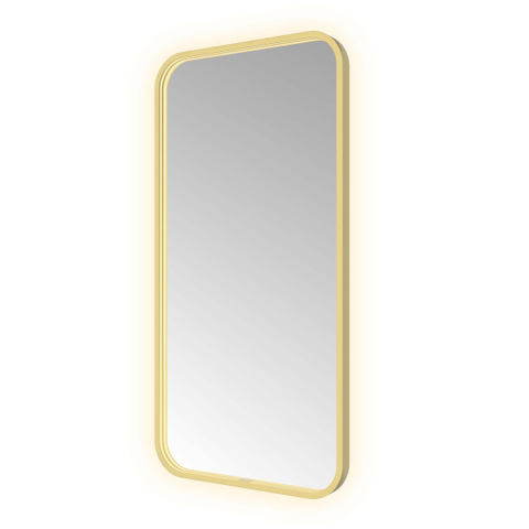 Hotbath &MORE Spiegel - 50x100cm - direct en indirect LED - spiegelverwarming - color changing - dimbaar - met afstandsbediening - PVD - geborsteld messing goud SW1246085