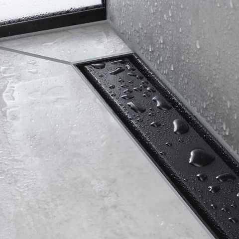 Hansgrohe RainDrain Match Douchegoot - 90cm - hoogte verstelbaar frame - mat zwart SW1590433