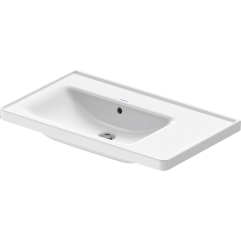 Duravit D-neo Wastafel - met waskom links - zonder kraangat - met overloop - 80x48cm - met wondergliss - wit SW640407