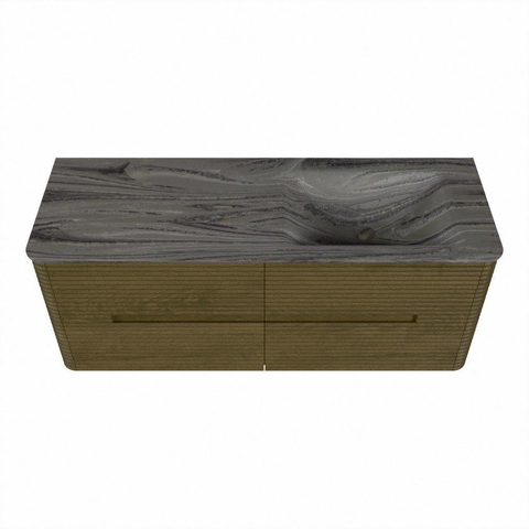Mondiaz CIRO-DLUX Ensemble de meubles de salle de bains - 130x45x50cm - Vasque solid surface Sombra - 1 lavabo à droite - 1 trou de robinet - 4 tiroirs - Dusk SW1533394