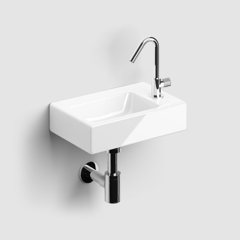 Clou InBe pack lave-mains – 36 x 24,5 x 9 cm – céramique blanche – perçage à droite – robinet chromé SW278146