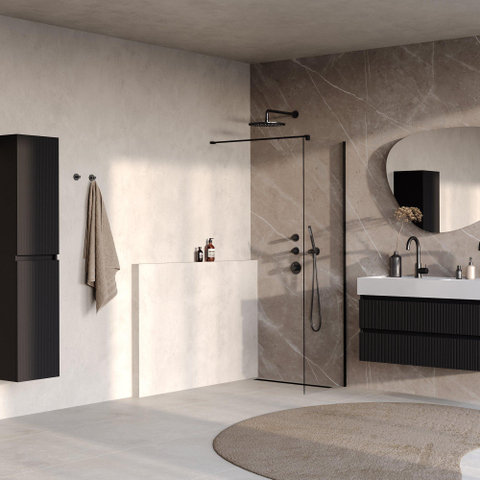 BRAUER Oblivion Douche à l'italienne - 60x200cm - revêtement verre - verre clair - noir mat SW1417888