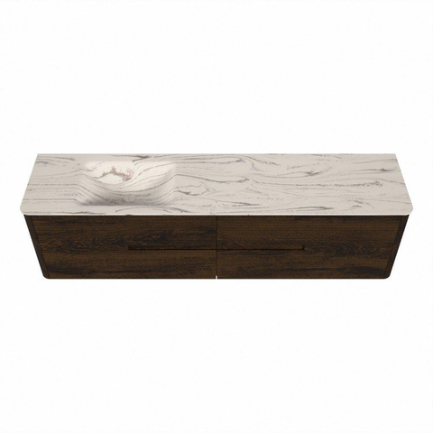 Mondiaz CIRO-DLUX Ensemble de meubles de salle de bains - 190x45x50cm - vasque en solid surface Nata - 1 bassin à gauche - sans trous de robinet - 4 tiroirs - Noyer SW1530590
