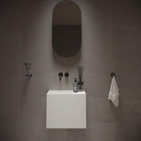 Ideavit Solidwash Lavabo 45x22x38cm 0 trous de robinet Solid surface blanc mat SW97030