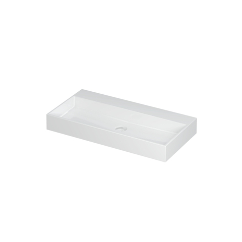Ink United lavabo - 90x45x11cm - vasque centrée - sans trou de robinet - blanc brillant SW207326