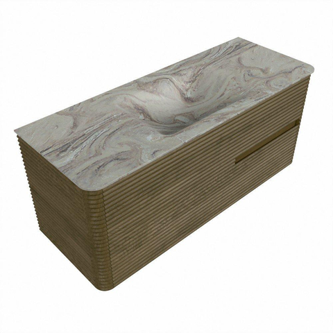 Mondiaz CIRO-DLUX Badkamermeubelset - 120x45x50cm - Solid surface wastafel Glace - 1 wasbak Midden - zonder kraangaten - 2 lades - Dusk SW1532975