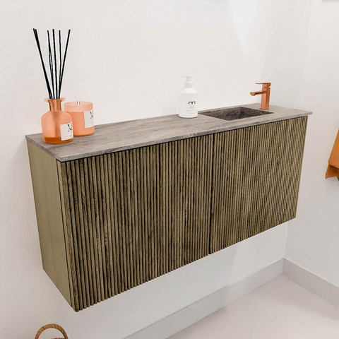 Mondiaz JOYA-DLUX 90cm toiletmeubel - kleur Dusk - Wastafel FAYE positie Rechts 1 kraangat kleur Oza. SW1425992