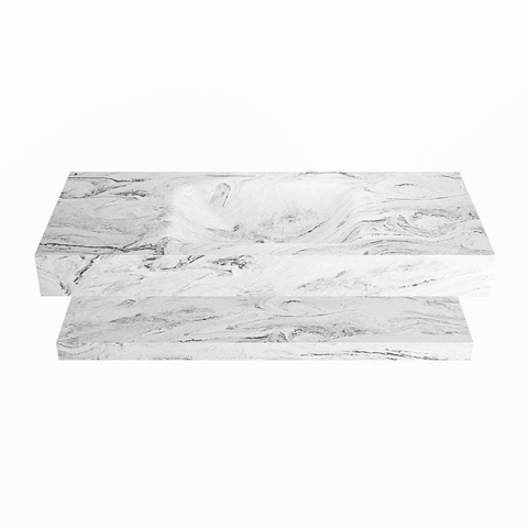 Mondiaz ALAN-DLUX Ensemble de meuble - 110cm - meuble Glace mat - 0 tiroirs - Lavabo Cloud Glace suspendu - vasque Centre - 1 trou de robinet SW808985