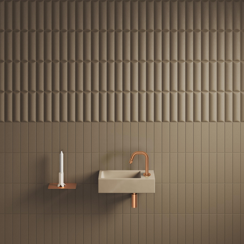 Clou Flush 3 fontein 36x18cm met kraangat rechts mat mosterd keram SW795724