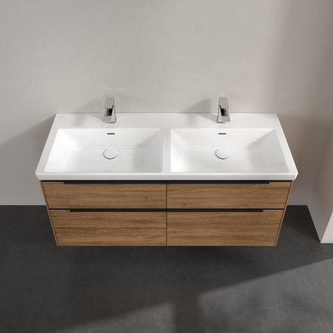 Villeroy & Boch Subway 3.0 Wastafelonderkast - met verlichting - 4 uittrekladen - 1272x576x478mm - Oak Kansas (mat hout) SW797170