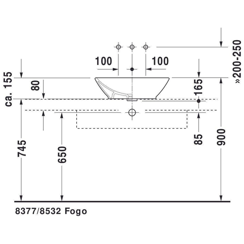 Duravit Bacino Opzet wastafel - 55x42 cm - met overloop - glans wit 0291327