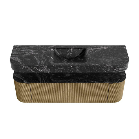 MONDIAZ THOR-DLUX 160cm meuble de salle de bains arrondi gauche + droite couleur Dusk avec 1 tiroir et 2 portes. Vasque suspendue CLOUD Centre sans trou de robinet couleur Lava. SW1465223