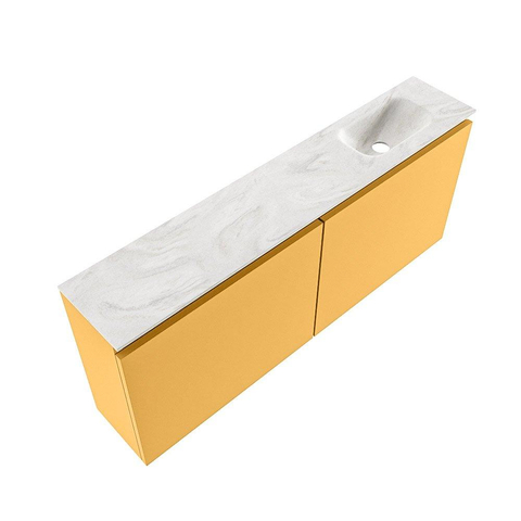 MONDIAZ TURE-DLUX meuble de toilettes 120 cm Ocher. EDEN lavabo Ostra position à droite. Sans trou de robinet. SW1104931