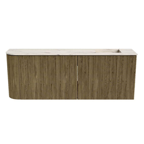 Mondiaz JOYA-DLUX 111.6cm meuble de salle de bains - arrondi gauche couleur Dusk - Vasque FAYE position Droite Sans trou de robinet couleur Nata. SW1425941