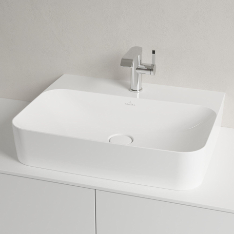 Villeroy & Boch Finion lavabo - dessous meulé 1 trou de robinet 60x47cm - ceramic+ avec trop-plein dissimulé blanc SW106476